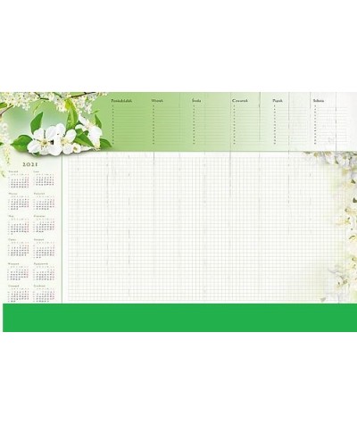 Planer biuwar kalendarz 2021 z listwą KWIATY B3 50x35cm notes