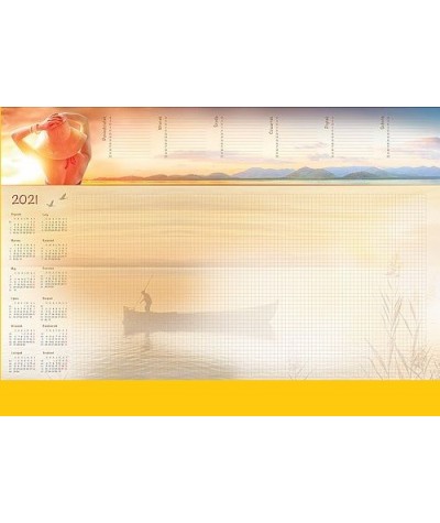 Biuwar planer na biurko kalendarz 2021 z listwą A2 58x41cm ZACHÓD SŁOŃCA duży podkład
