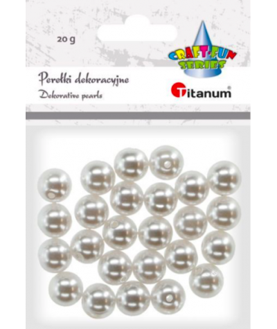 Koraliki dekoracyjne śr. 12mm Titanum białe perełki 20g