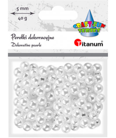 Perełki dekoracyjne Titanum śr. 8mm białe koraliki plastikowe 40g