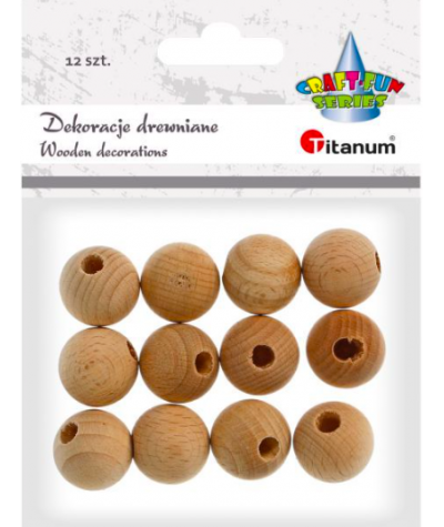 Koraliki drewniane śr. 19mm Titanum Craft-Fun dekoracje 12 sztuk