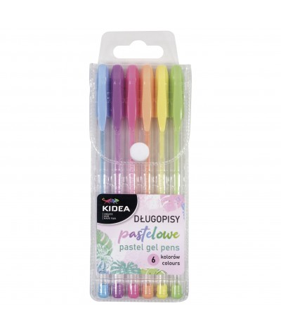 Długopisy żelowe pastelowe KIDEA 6 kolorów
