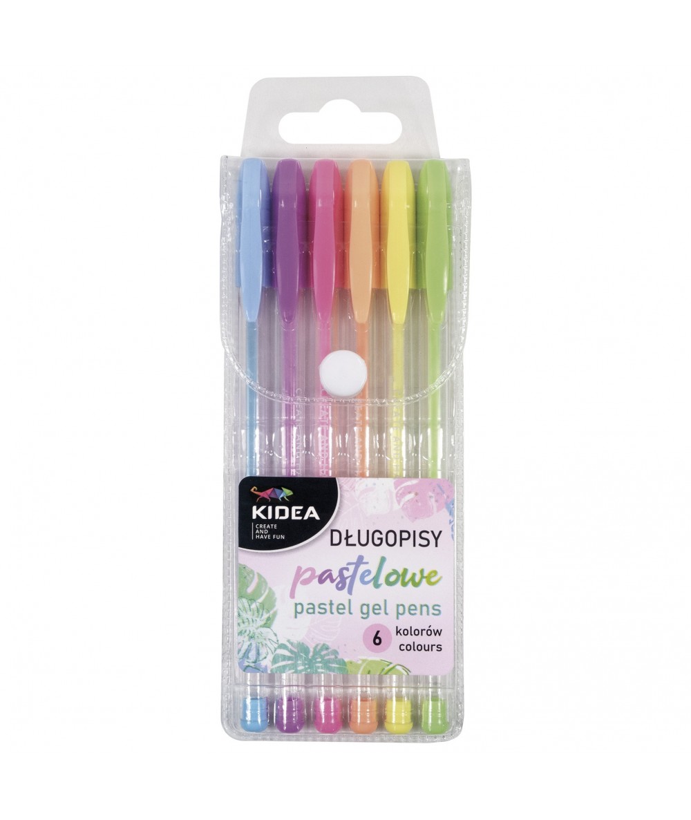 Długopisy żelowe pastelowe KIDEA 6 kolorów