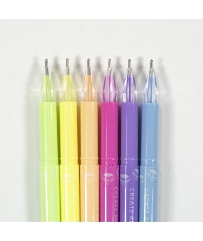 KIDEA Długopisy pastelowe 6 sztuk z kryształowym zakończeniem