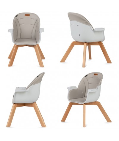 Drewniane krzesełko do karmienia z tacką Kidwell Beżowe Nobis 6-36mc