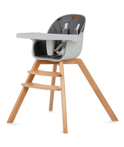 Krzesełko do karmienia dla dzieci 6-36 m-c Kidwell Nobis SZARE drewniane