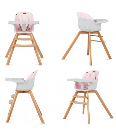 Regulowane krzesełko do karmienia Kidwell RÓŻOWE Nobis 6-36mc drewniane