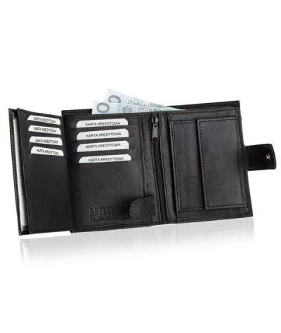 Betlewski portfel skórzany dla Niego Optimal RFID czarny stylowy