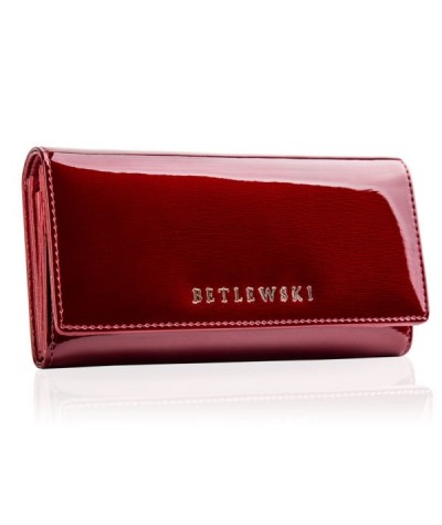 Betlewski portfel skórzany damski Royal RFID czerwony LAKIEROWANY