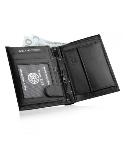 Betlewski portfel skórzany skóra bydlęca Optimal RFID czarny na prezent