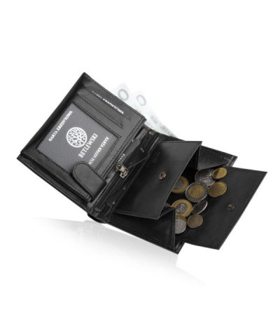 Betlewski portfel skórzany skóra bydlęca Optimal RFID czarny na prezent