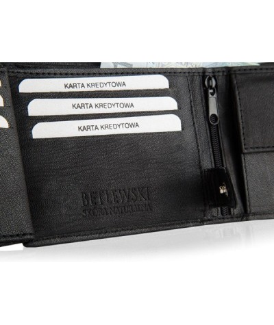 Betlewski portfel męski skórzany Optimal RFID czarny na prezent