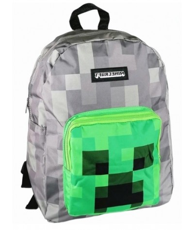 Plecak Minecraft z Creeperem szary i zielony dla dzieci młodzieży 16L