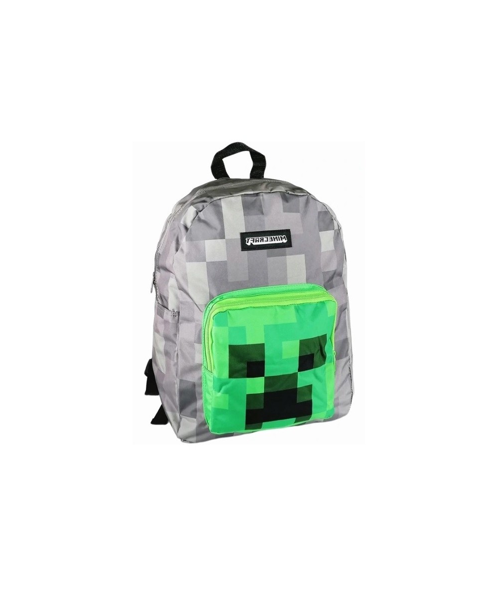 Plecak Minecraft z Creeperem szary i zielony dla dzieci młodzieży 16L