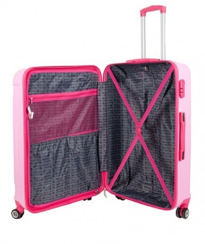Duża walizka damska ABS różowa podróżna Paso 28'' obrotowe kółka