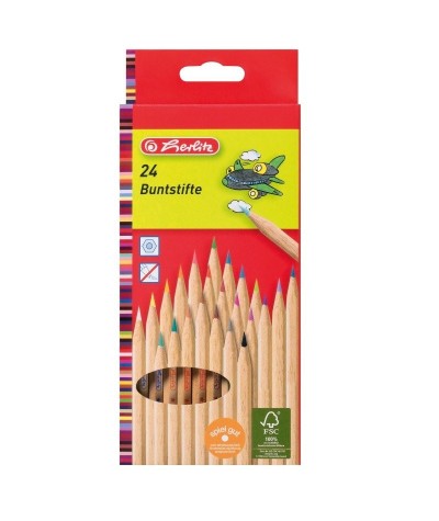 Kredki drewniane HERLITZ Natura 24 kolory ołówkowe FSC