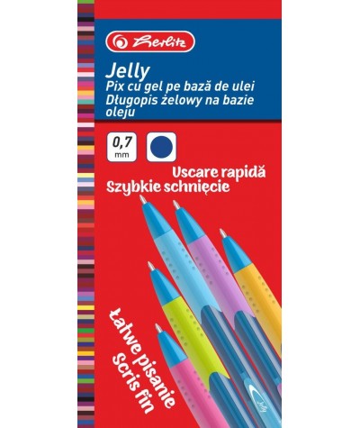 Długopisy żelowe Herlitz Jelly 0.7mm ZESTAW 12 SZTUK!!! niebieski wkład