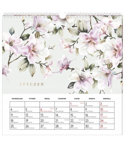 Kalendarz ścienny 2021 Kwiaty 13 planszowy INTERDRUK 32x32cm