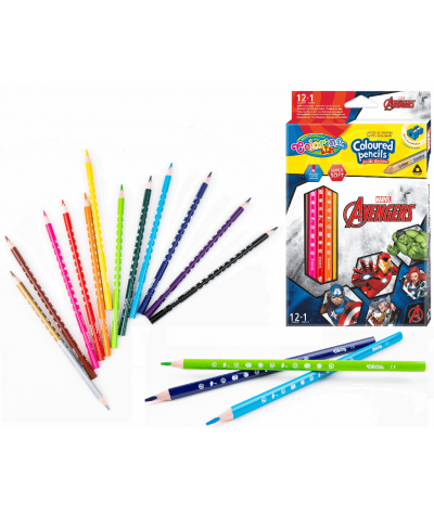 Kredki ołówkowe Colorino AVENGERS Marvel 12 sztuk (13 kolorów) + temperówka