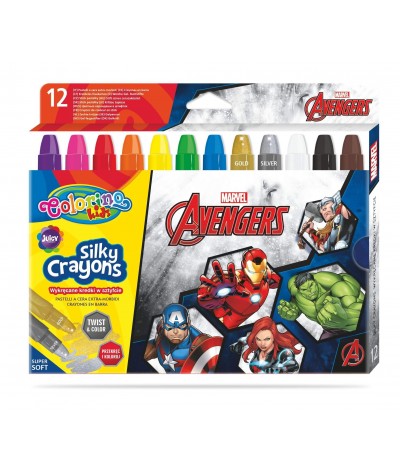 Kredki dla dzieci świecowe AVENGERS Colorino Marvel 12 kolorów wykręcane