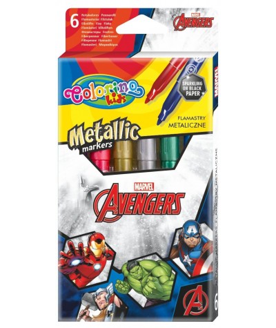 Flamastry piaski metaliczne AVENGERS Colorino Disney Avengers 6 kol.