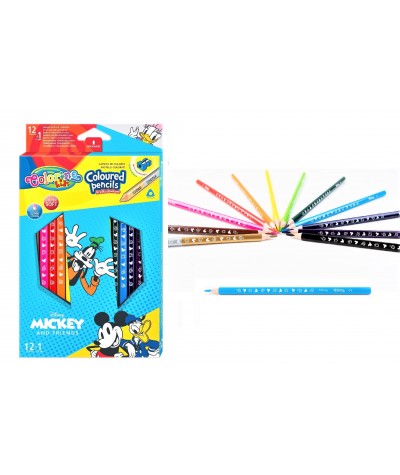 Kredki ołówkowe MICKEY MOUSE Colorino Disney 12szt. 13kol. + temperówka