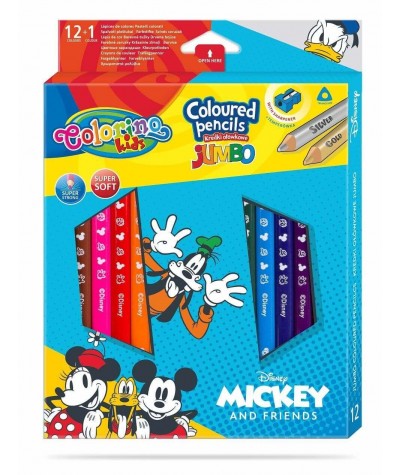 Kredki JUMBO ergonomiczne grube Myszka Miki Disney Colorino 13 kolorów