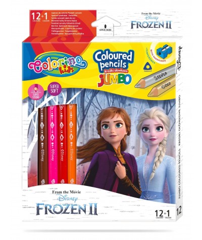 Kredki JUMBO dla dzieci FROZEN 13 kolorów Colorino Disney + temperówka