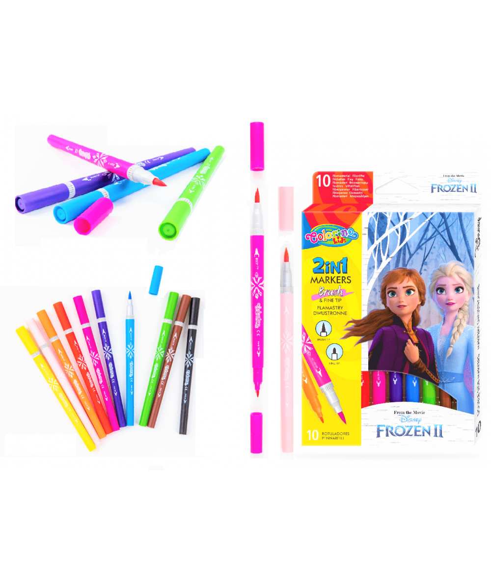 Flamastry dwustronne brush pen FROZEN Colorino 10kol.