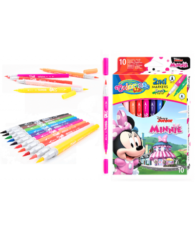 Flamastry 2w1 brush pen MYSZKA MINNIE Colorino 10 kolorów