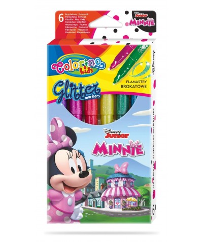 Brokatowe flamastry MYSZKA MINNIE Disney Colorino Kids 6 kolorów