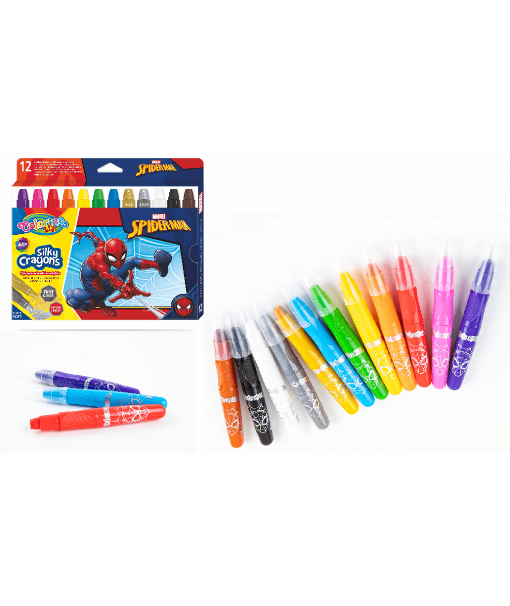 Kredki dla dzieci SPIDERMAN Colorino Kids 12 kolorów w sztyfcie żelowe