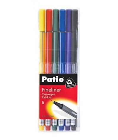 Cienkopisy kolorowe Patio Trio 6 kolorów 0,4mm trójkątne