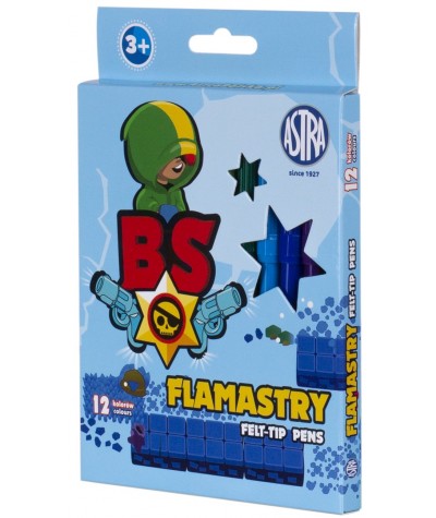 Flamastry szkolne ASTRA BS 12 kolorów dla chłopców