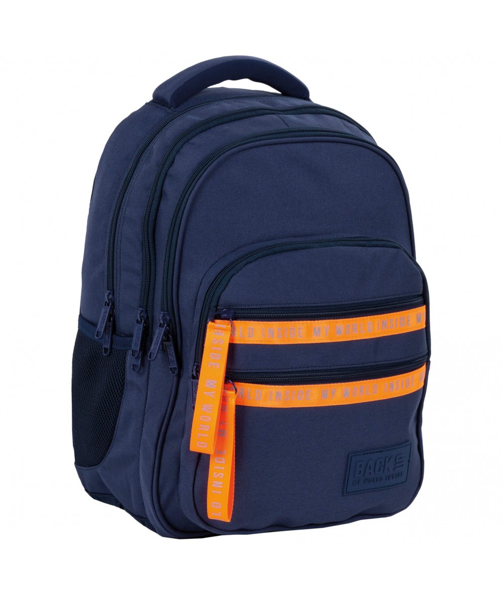 Plecak trzykomorowy FLUO NAVY BackUP niebieski szkolny M58