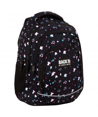 Plecak czarny w nutki TALK BackUP szkolny A16
