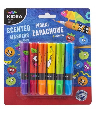 Pisaki zapachowe OWOCE 6 kolorów dla dzieci KIDEA