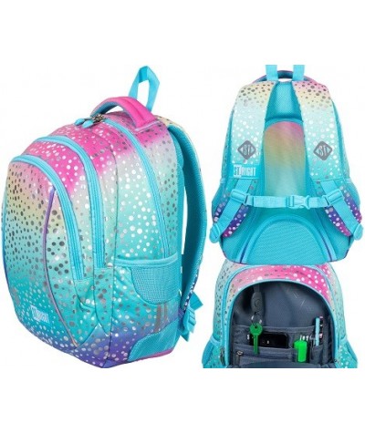 kolorowy plecak do pierwszej klasy dla dziewczynki ST.RIGHT 2021 OMBRE turkusowy BP26