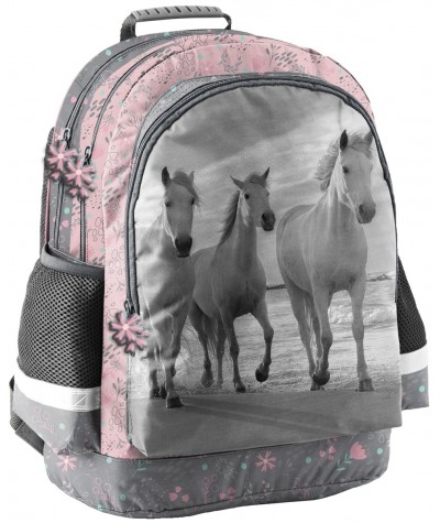 Plecak szkolny z koniem PASO szary dziewczęcy Horses