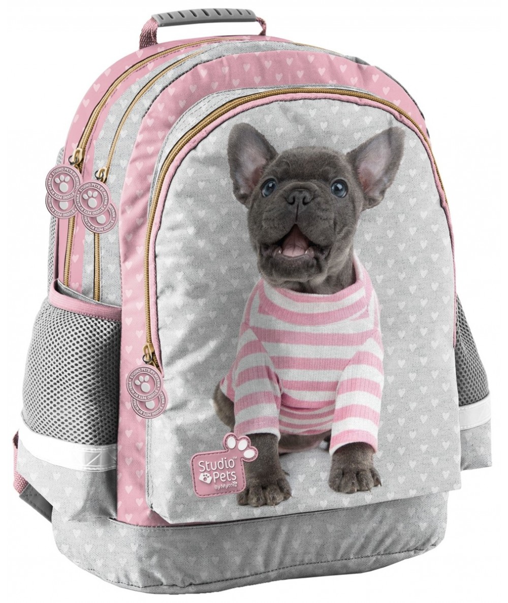 Plecak szkolny z buldogiem PASO piesek dla dziewczynki Studio Pets