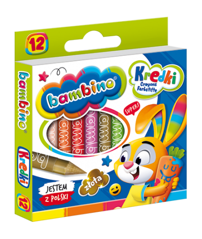 Kredki świecowe Bambino 12 kolorów w pudełku | najlepsze do szkoły