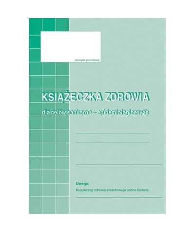 Książeczka zdrowia sanepidowska 530-5 A6 16s. druk dwustronny