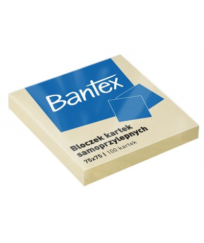 Karteczki samoprzylepne ŻÓŁTE notes Bantex 100k. 75x75mm