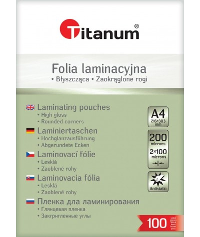 Folia do laminowania A4 100mic 100szt Titanum antystatyczna