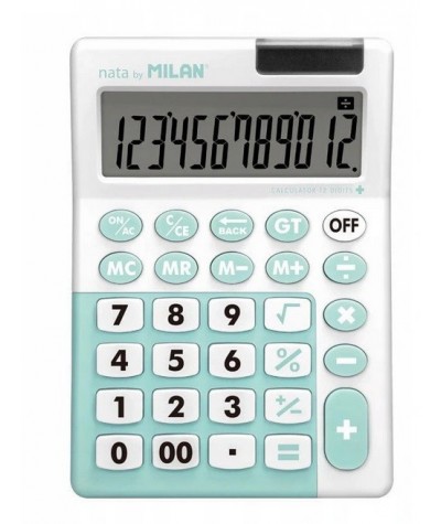 Kalkulator ANTYBAKTERYJNY Milan Nata 12 pozycji JONY SREBRA MIĘTOWY