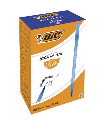 Długopisy BIC Round Stic 60 SZTUK szkolne biurowe 1mm NIEBIESKIE