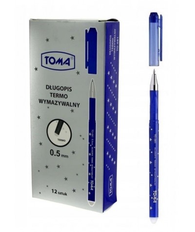 Długopis wymazywalny niebieski TOMA TERMO 0,5MM 12 SZTUK TO-081