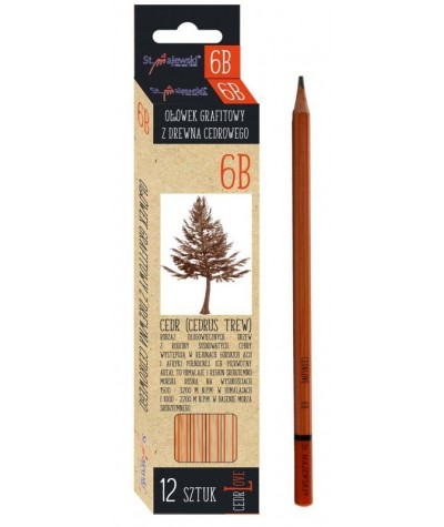Ołówek 6B techniczny z drewna cedrowego 12 szt. CedrLove