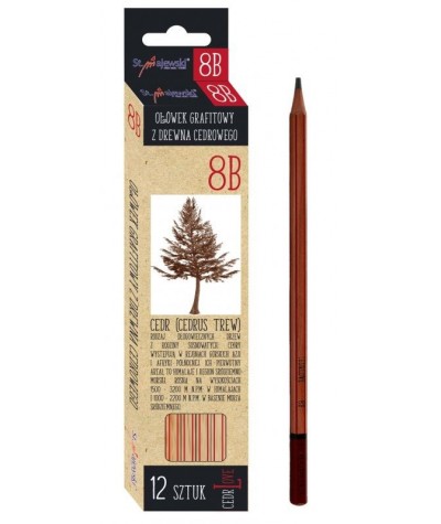 Ołówek 8B b. miękki z drewna cedrowego 12 szt. CedrLove