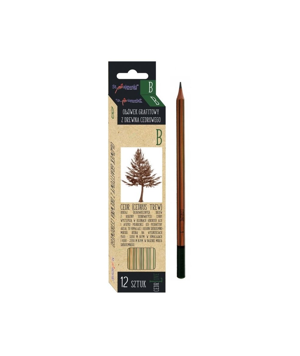Ołówek B z drewna cedrowego miękki 12 szt. CedrLove